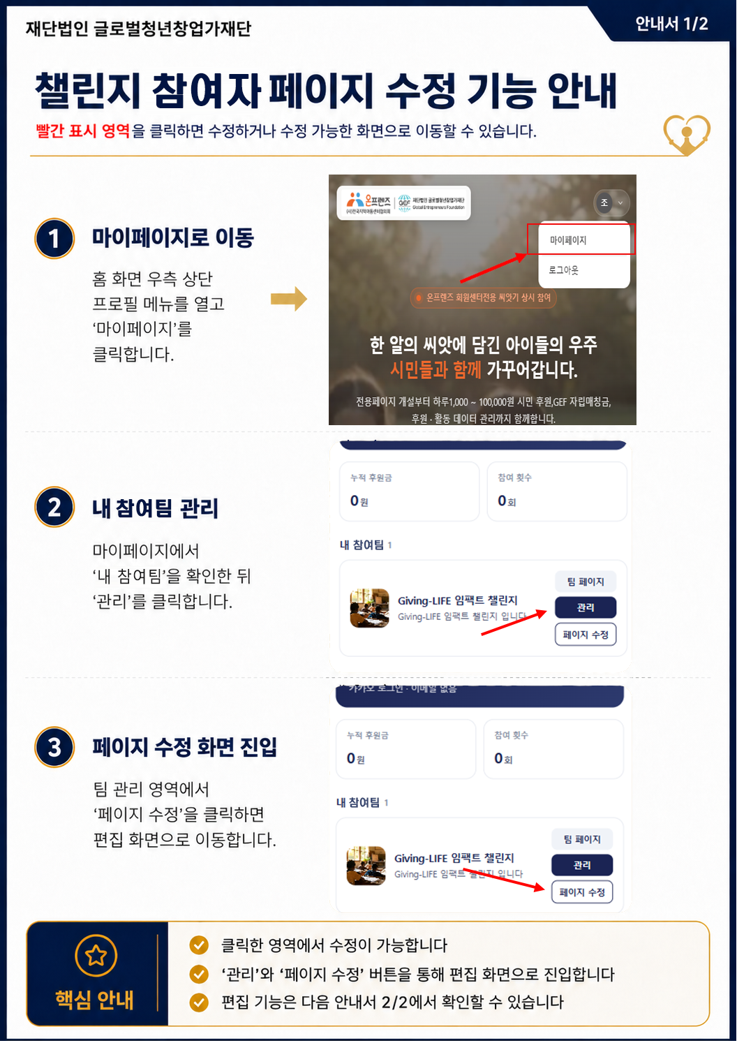 안내서 1/2 (페이지 수정 절차)